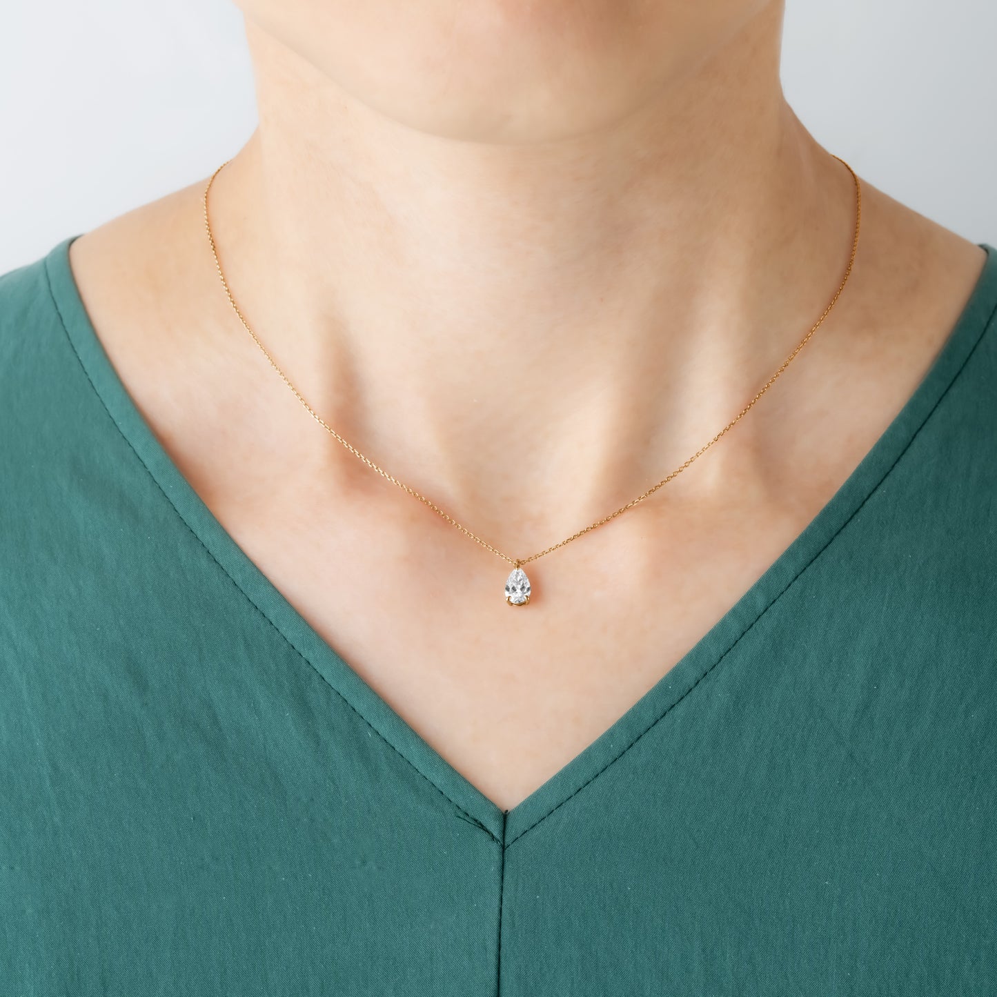 ペアシェイプラボグロウンダイヤモンドネックレス